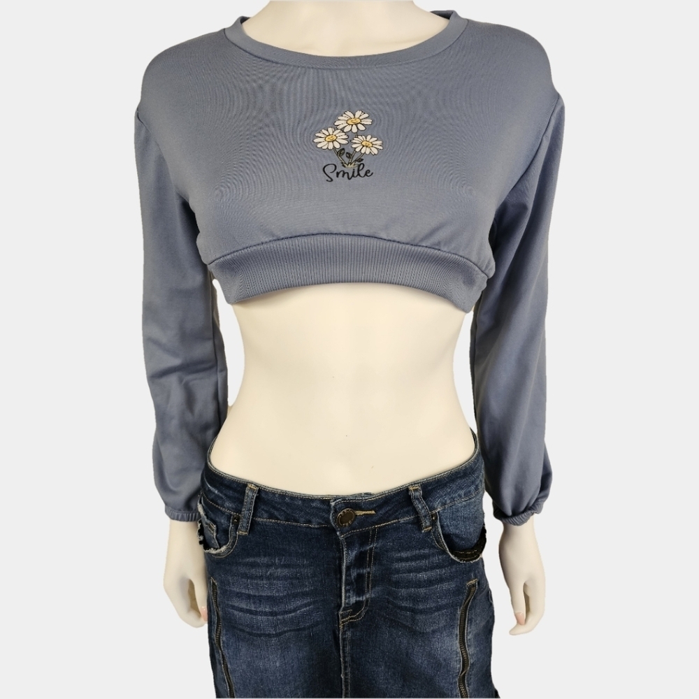 6/$20 Wallflower Long Sleeve Soft Crop Round Neckline Sweatshirt Size L